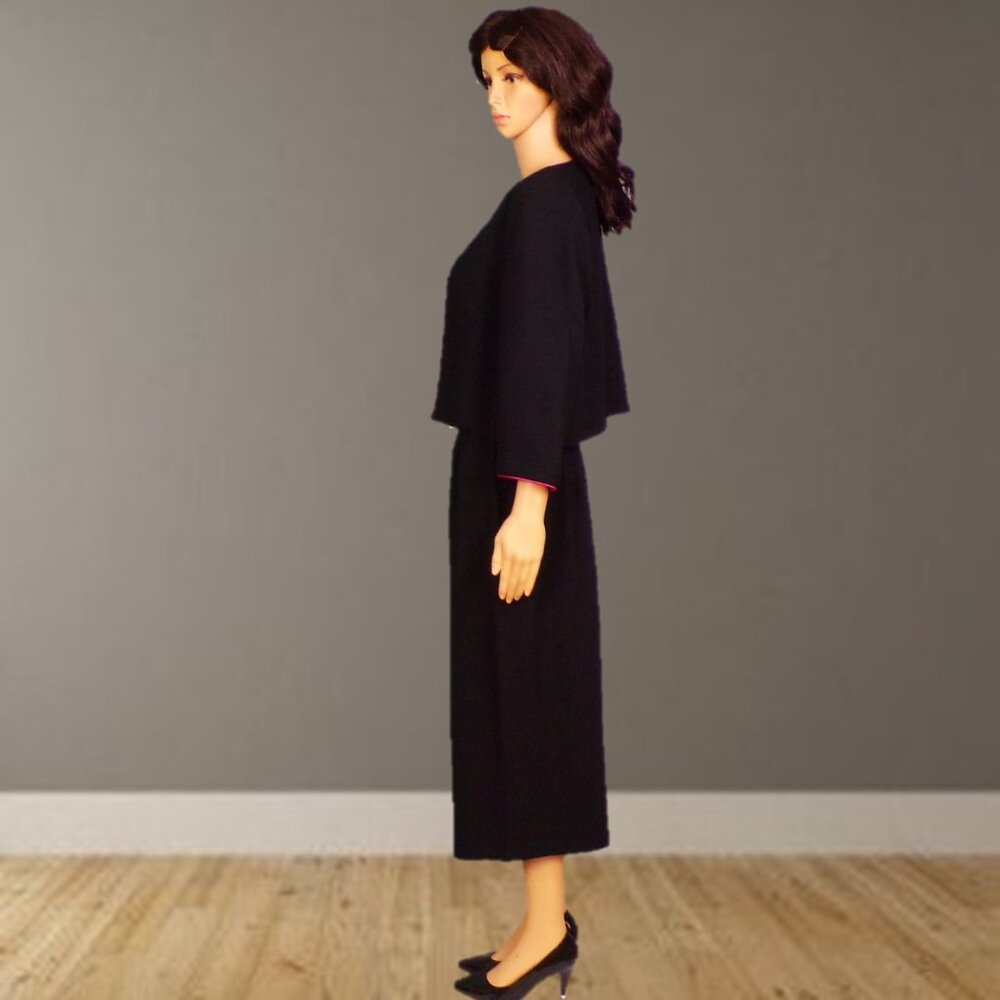 POSITIVE ATTITUDE/ANN GERLIN size 14 black/fuchsia 2-piece set jacket/skirt - Picture 7 of 11